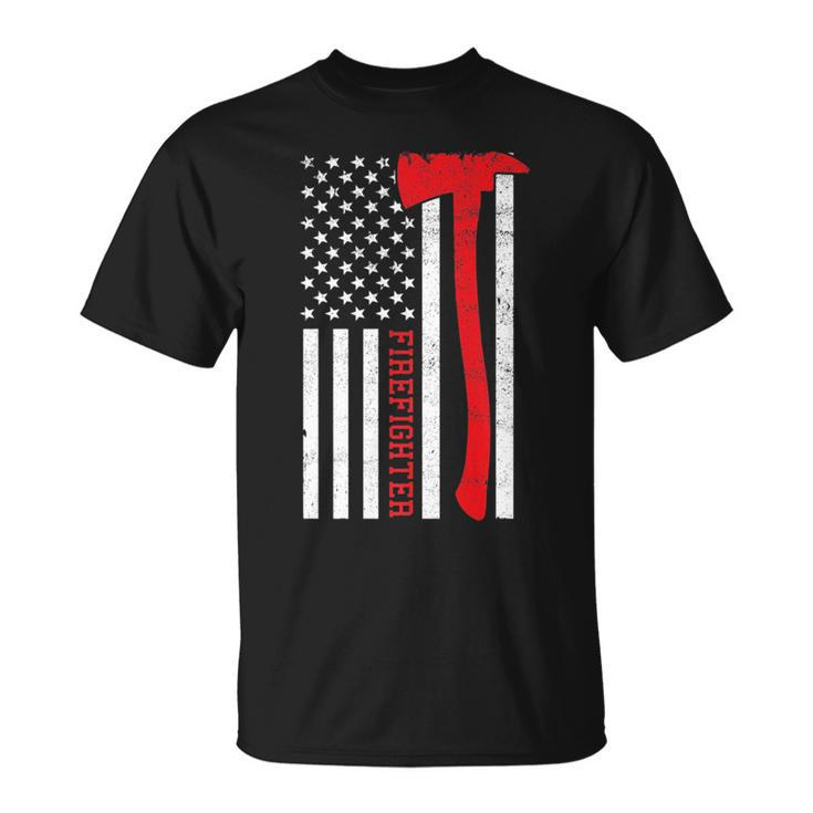 Fireman Red Line Firefighter Usa Pride Flag Father Gift Idea   Unisex T-Shirt