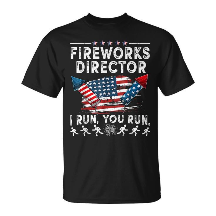Fireworks Director If I Run Funny 4Th Of July Fourth Men  Unisex T-Shirt