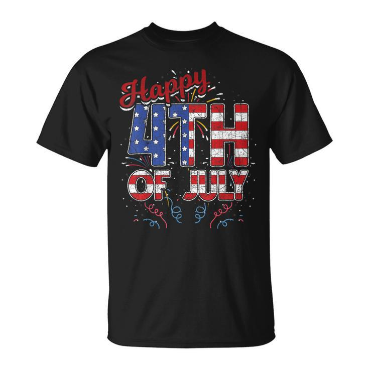 Fireworks Happy 4Th Of July Us Flag American 4Th Of July Unisex T-Shirt