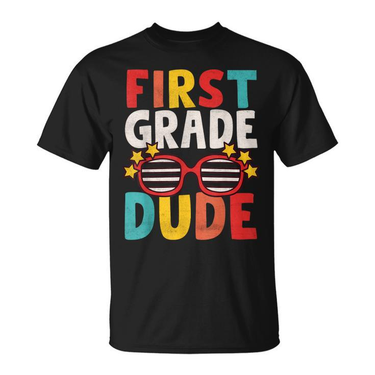 First 1St Grade Dude First Day Of School Student Kids Boys  Unisex T-Shirt