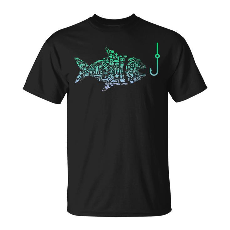 Fishing Icon  For Fisherman | Fish Hook Boys Fishing  Unisex T-Shirt