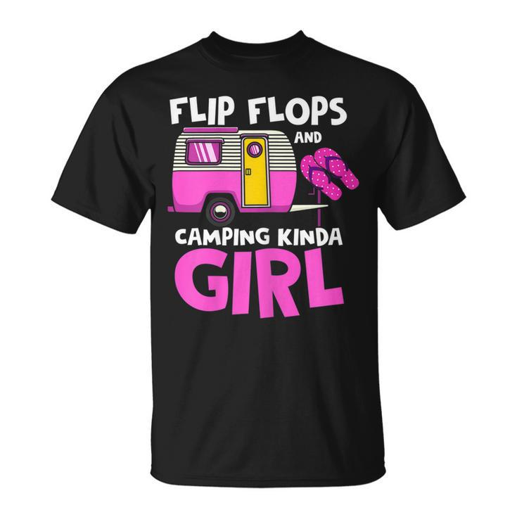 Flip Flops And Camping Kinda Girl Family Vacation Camping Unisex T-Shirt