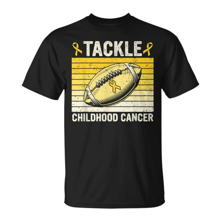 Football Tackle Childhood Cancer Awareness Survivor Support T-Shirt