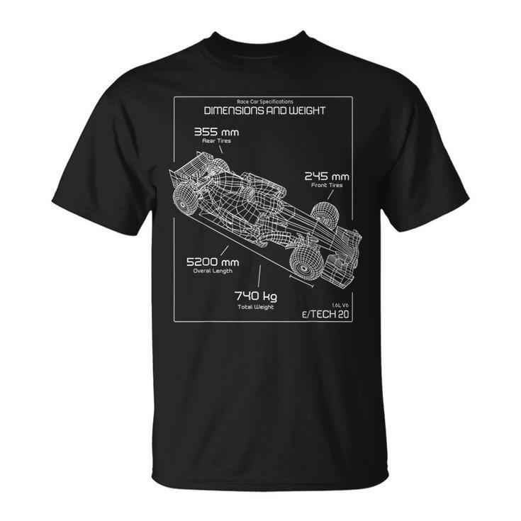 Formula Racing Car Schematic Engineer Team Fan T-Shirt