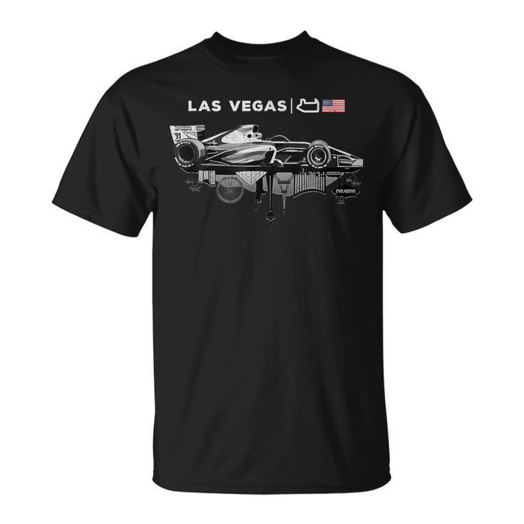 Formula Racing Open Wheel Car Las Vegas Circuit Usa Flag T-Shirt