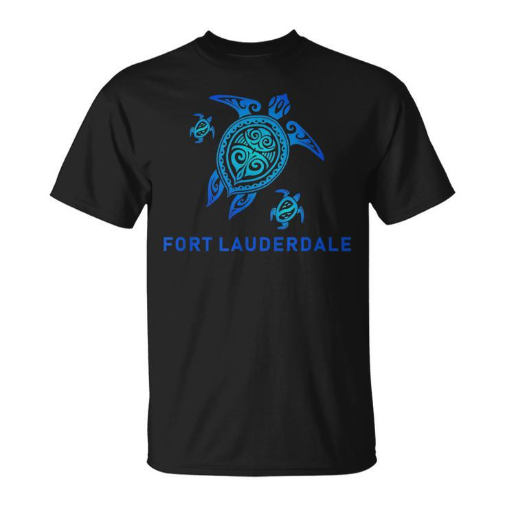 Fort Lauderdale Florida  Sea Blue Tribal Turtle Unisex T-Shirt