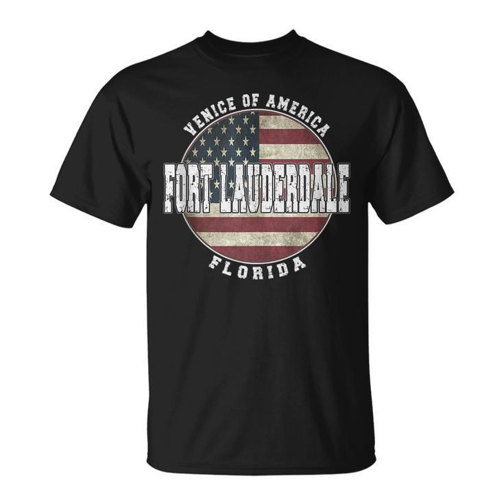 Fort Lauderdale Florida Vintage American Flag  Unisex T-Shirt