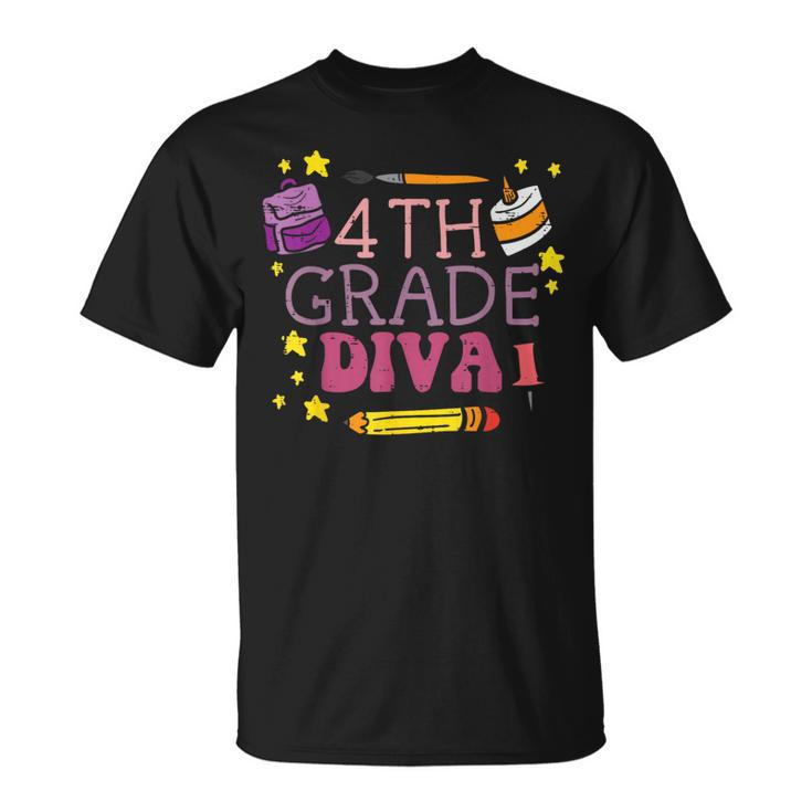 Fourth 4Th Grade Diva Cute First Day Of School Girls Kids  Unisex T-Shirt