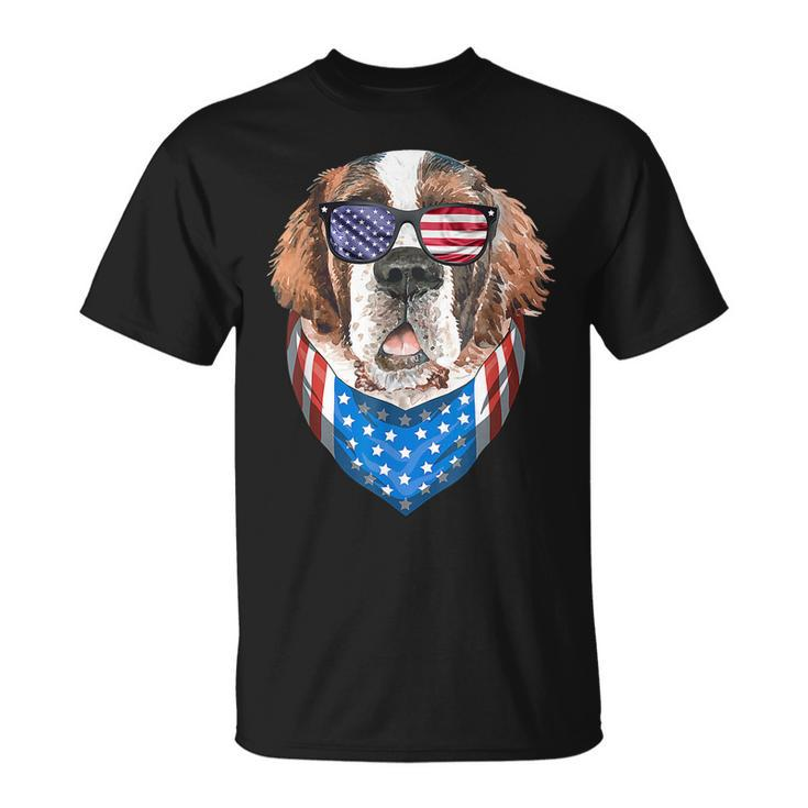 Fourth Of July Bernard American Flag July 4Th St Bernard Dog  Unisex T-Shirt