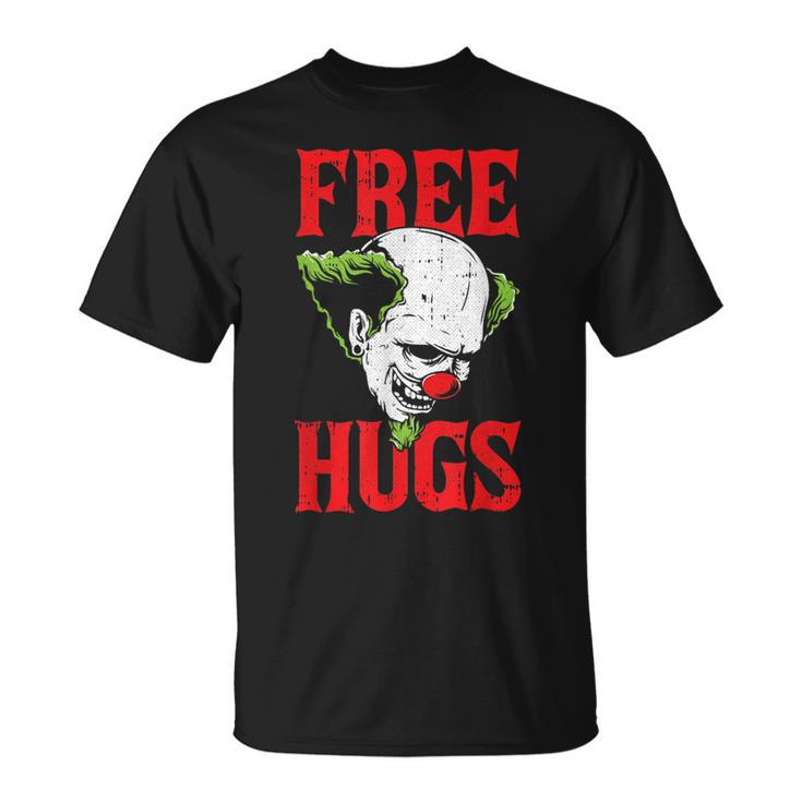 Free Hugs Clown Lazy Halloween Costume Scary Creepy Horror  Unisex T-Shirt