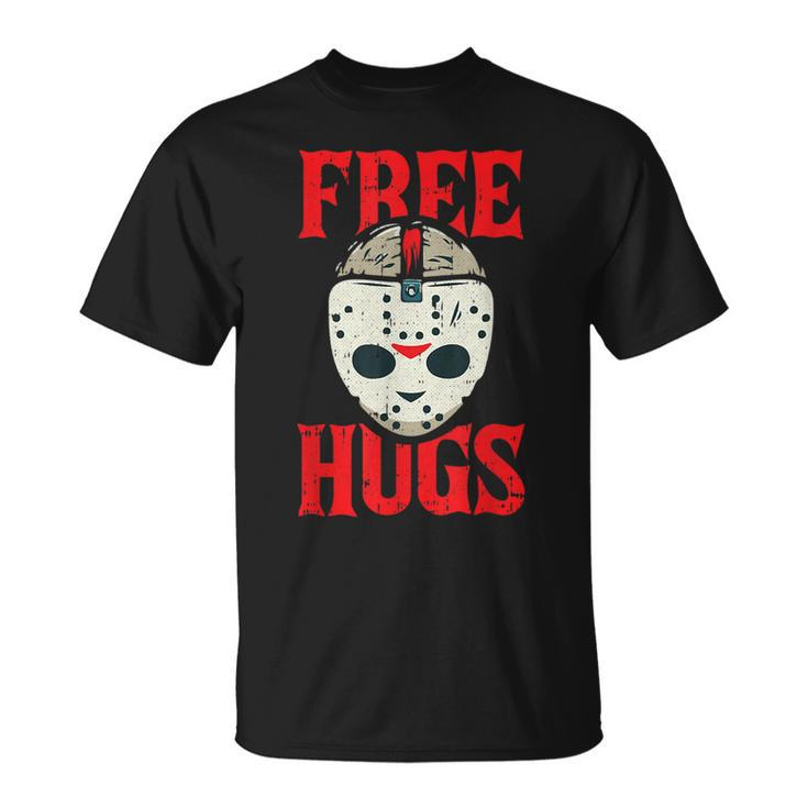 Free Hugs Lazy Halloween Costume Scary Creepy Horror Movie Halloween Costume  T-Shirt