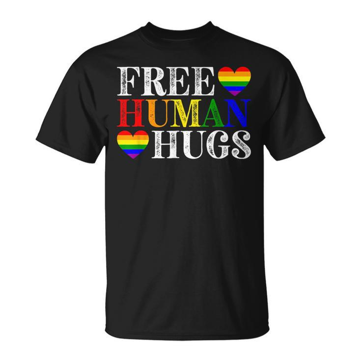 Free Human Hugs Lgbt Pride Month  Unisex T-Shirt