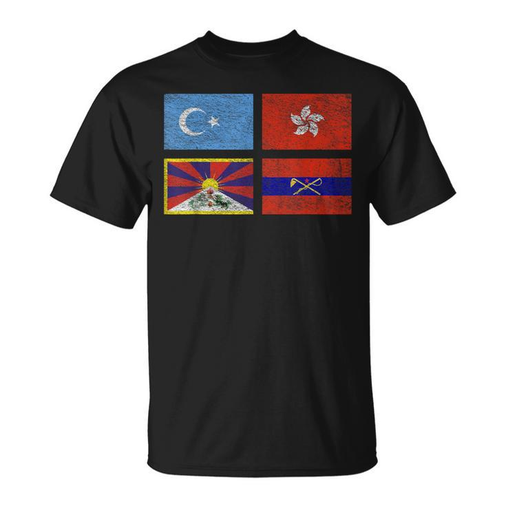 Free Tibet Uyghurs Hong Kong Inner Mongolia China Flag T-Shirt
