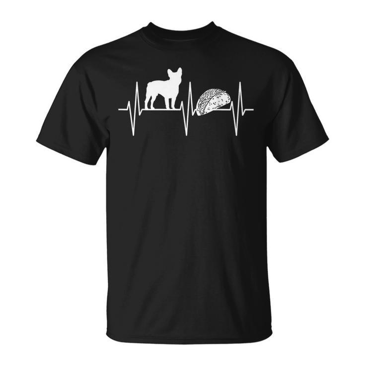 French Bulldog Taco Lover Heartbeat Bulldog Lover Unisex T-Shirt