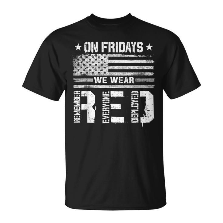 On Friday We Wear Red American Flag Military Supportive T-Shirt