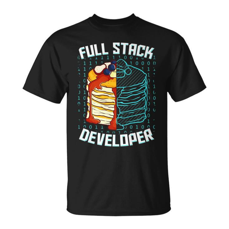 Full Stack Developer Pancake Web Coder Programmer T-Shirt