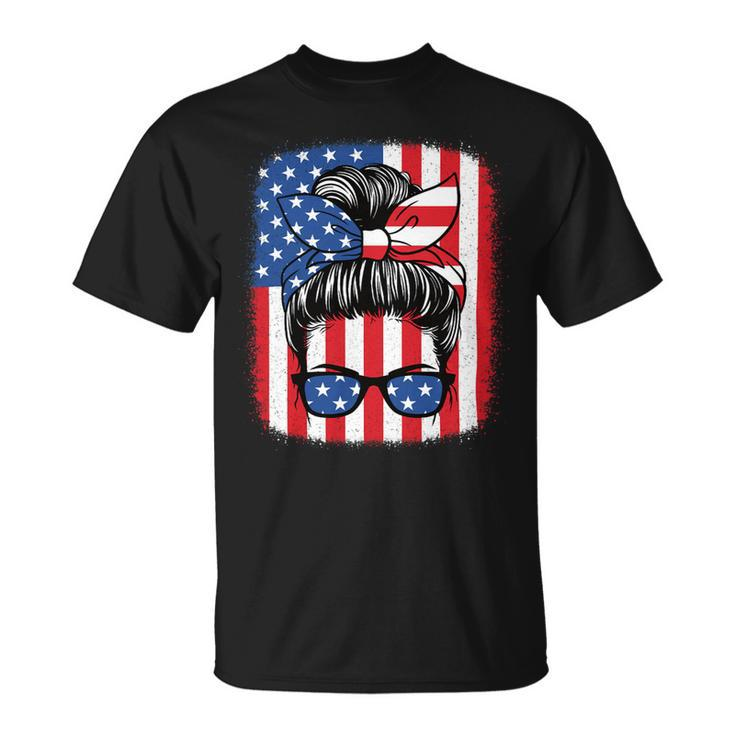 Funny 4Th Of July Patriotic American Flag Usa Women Girls Unisex T-Shirt