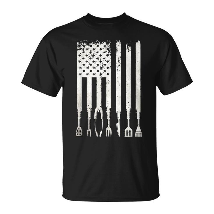 Funny Bbq American Flag Gift Smoker Grilling Barbecue Master  Unisex T-Shirt