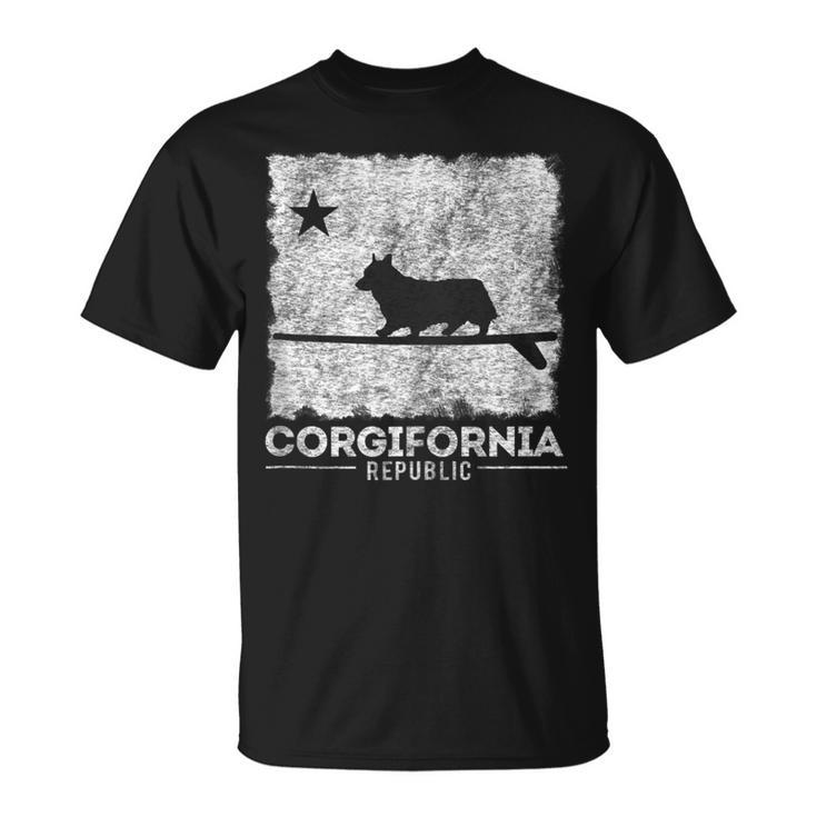 Funny California Corgifornia Cute Corgi Surfboard  Unisex T-Shirt