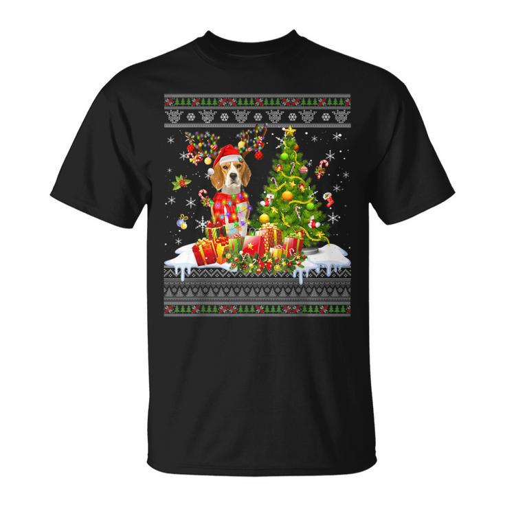 Christmas Lights Beagle Dog Xmas Ugly Sweater T-Shirt
