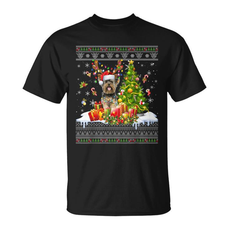 Christmas Lights Yorkie Dog Xmas Ugly Sweater T-Shirt
