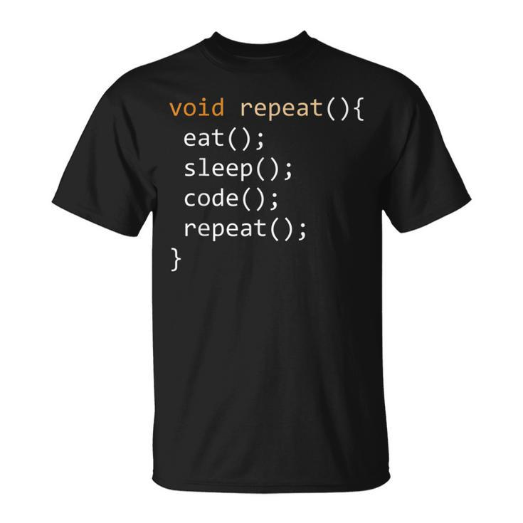 Coding Java Recursive Eat Code Sleep Repeat T-Shirt