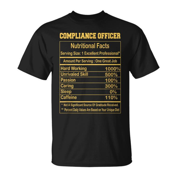 Compliance Officer Nutritional Facts Motivational Quot T-Shirt