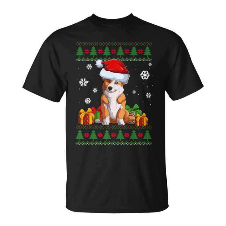 Dog Lover Welsh Corgi Santa Hat Ugly Christmas Sweater T-Shirt