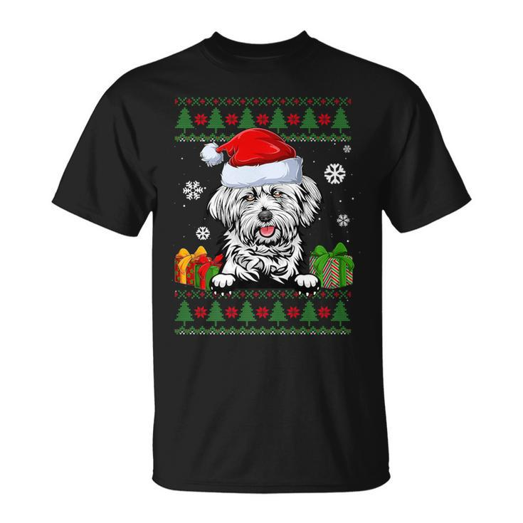 Dog Lovers Lhasa Apso Santa Hat Ugly Christmas Sweater T-Shirt