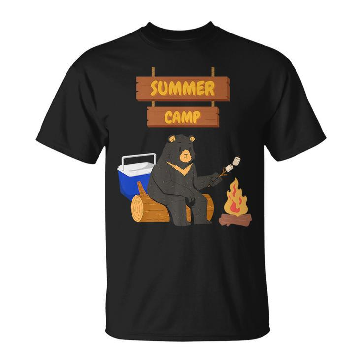 Funny Gifts For Summer Sleepaway Overnight Camp Fire Bear   Unisex T-Shirt