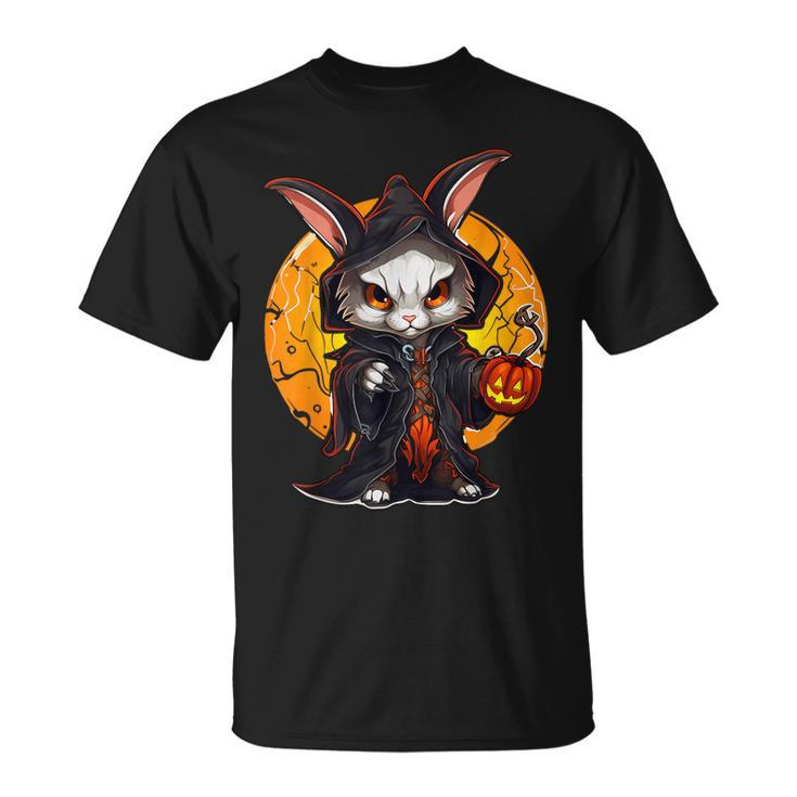 Halloween Bunny Angry Rabbit Takes Over Pumpkin T-Shirt