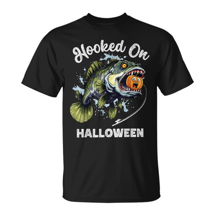 Halloween Fishing Boys Zombie Bass Fish Pumpkin T-Shirt