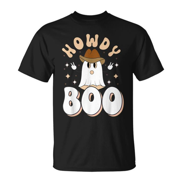Halloween Howdy Boo Retro Ghost Western Costume T-Shirt