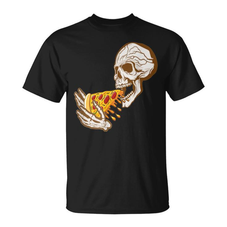 Funny Halloween  Skull Eating Pizza Pizza Funny Gifts Unisex T-Shirt