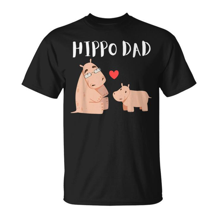 Funny Hippo Dad Fathers Day Kids Animals Family Hippopotame Unisex T-Shirt