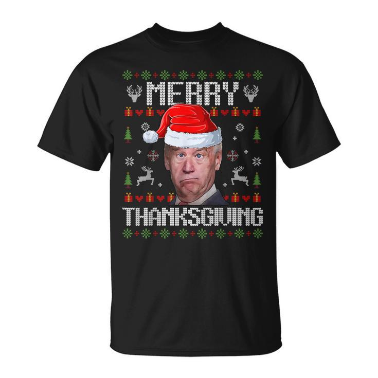 Joe Biden Merry Thanksgiving Ugly Christmas Sweater T-Shirt