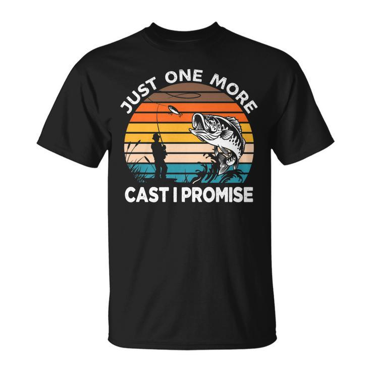 Funny Just One More Cast I Promise Funny Bass Fishing Retro Mens