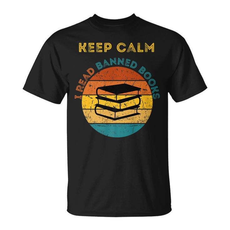 Funny Keep Calm I Read Banned Books Book Lovers Unisex T-Shirt