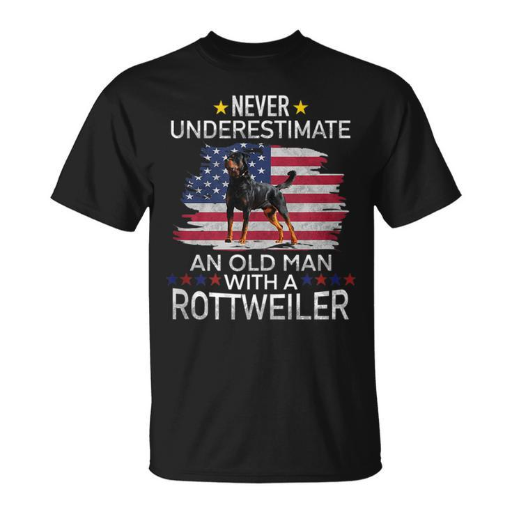 Funny Never Underestimate An Old Man With A Rottweiler Unisex T-Shirt