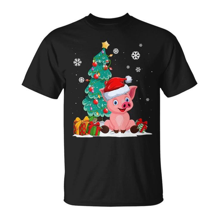 Pig Lovers Cute Pig Santa Hat Ugly Christmas Sweater T-Shirt