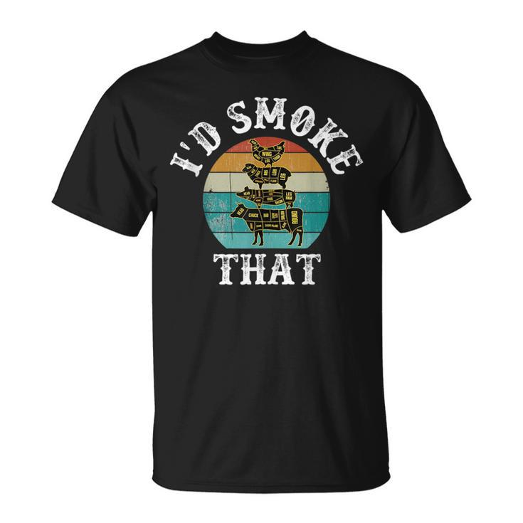 Funny Retro Bbq Party Smoker Chef Dad Gift Id Smoke That  Unisex T-Shirt