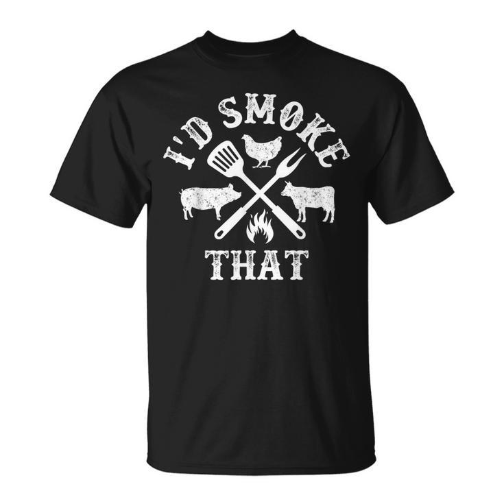 Funny Retro Bbq Party Smoker Chef Dad Gifts - Id Smoke That  Unisex T-Shirt