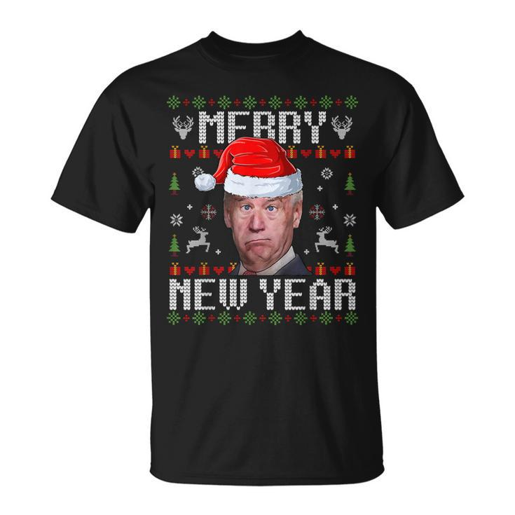 Santa Joe Biden Happy New Year Ugly Christmas Sweater T-Shirt