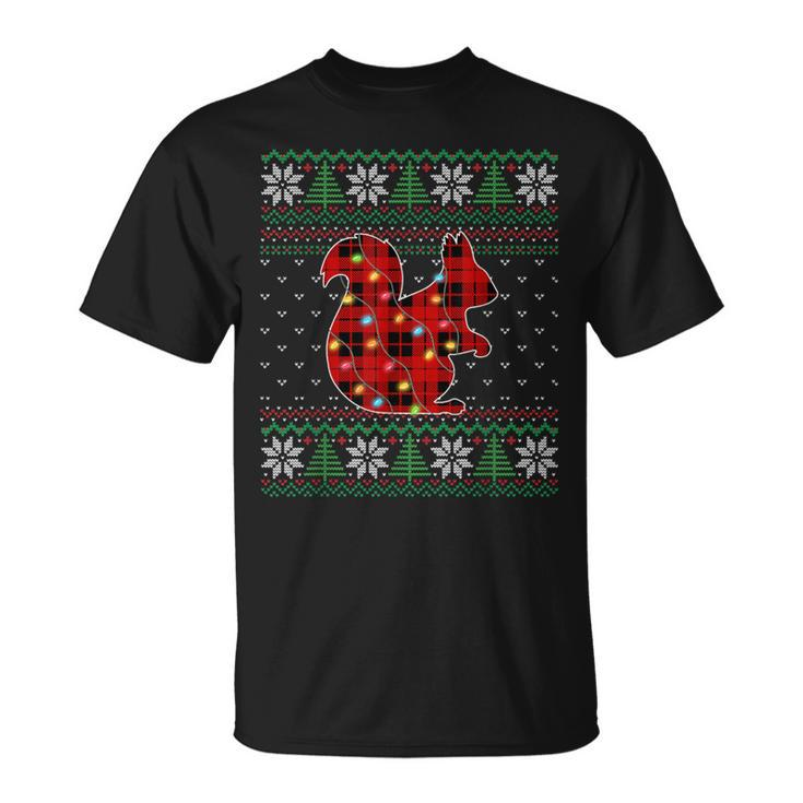 Squirrel Ugly Sweater Christmas Lights Animals Lover T-Shirt