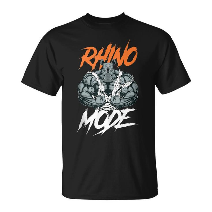 Funny Strong Rhino With Big Biceps Rhino Mode For Gym Lover Unisex T-Shirt