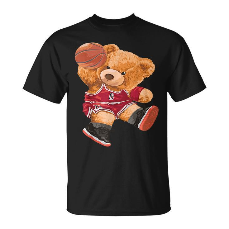 Funny Teddy Bear Basketball Slam Dunk Sport Cute Cartoon Teddy Bear Funny Gifts Unisex T-Shirt