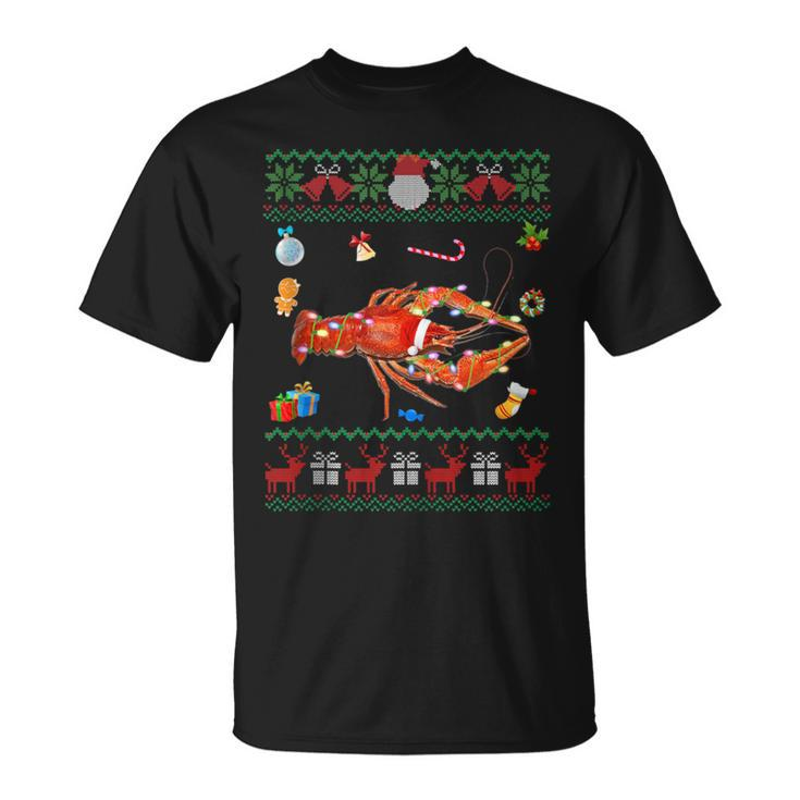 Ugly Xmas Sweater Animals Lights Christmas Lobster T-Shirt