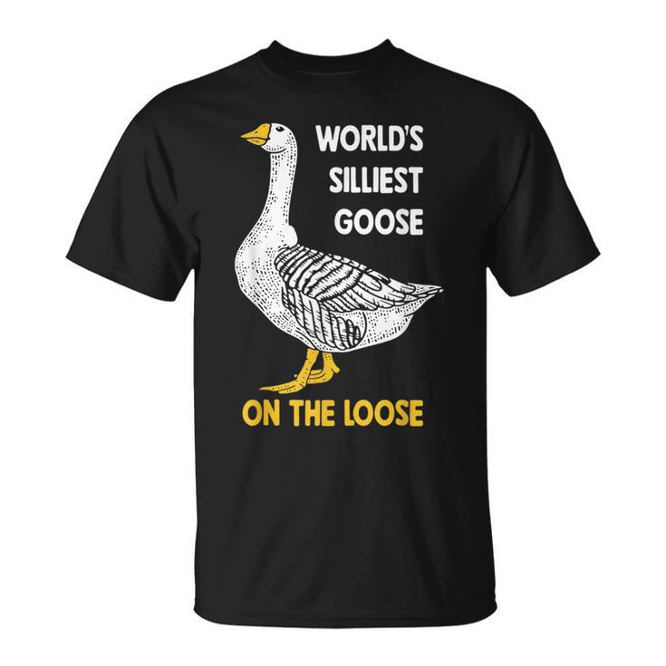 Funny Worlds Silliest Goose On The Loose  Unisex T-Shirt