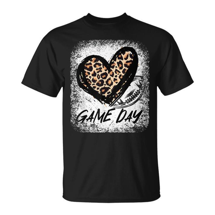 Game Day Football Leopard Print Heart Style Football Lovers T-Shirt