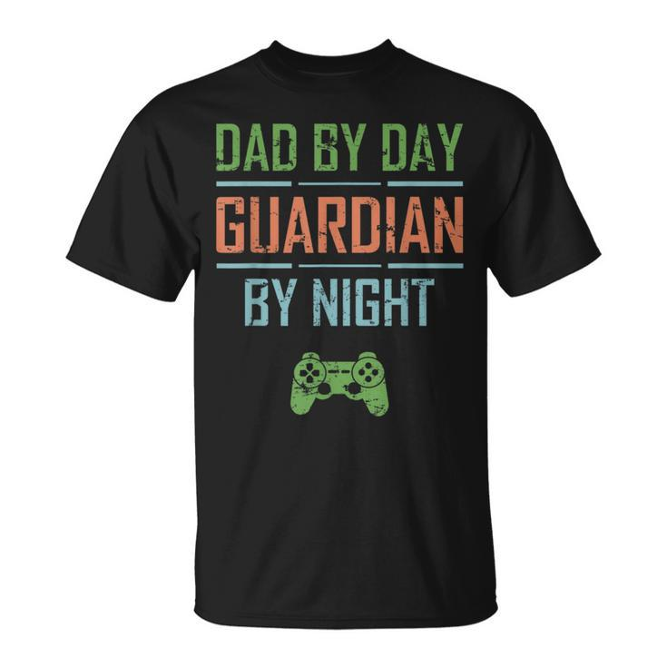 Gamer Husband Dad By Day Guardian By Night Video Gaming T-Shirt